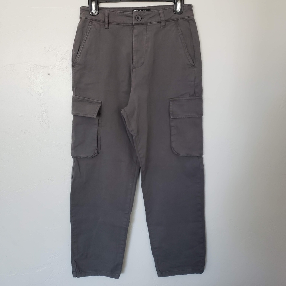 Asos Design Women's 28 Dark Grey Charcoal Cargo Jeans Casual Pants High Waisted